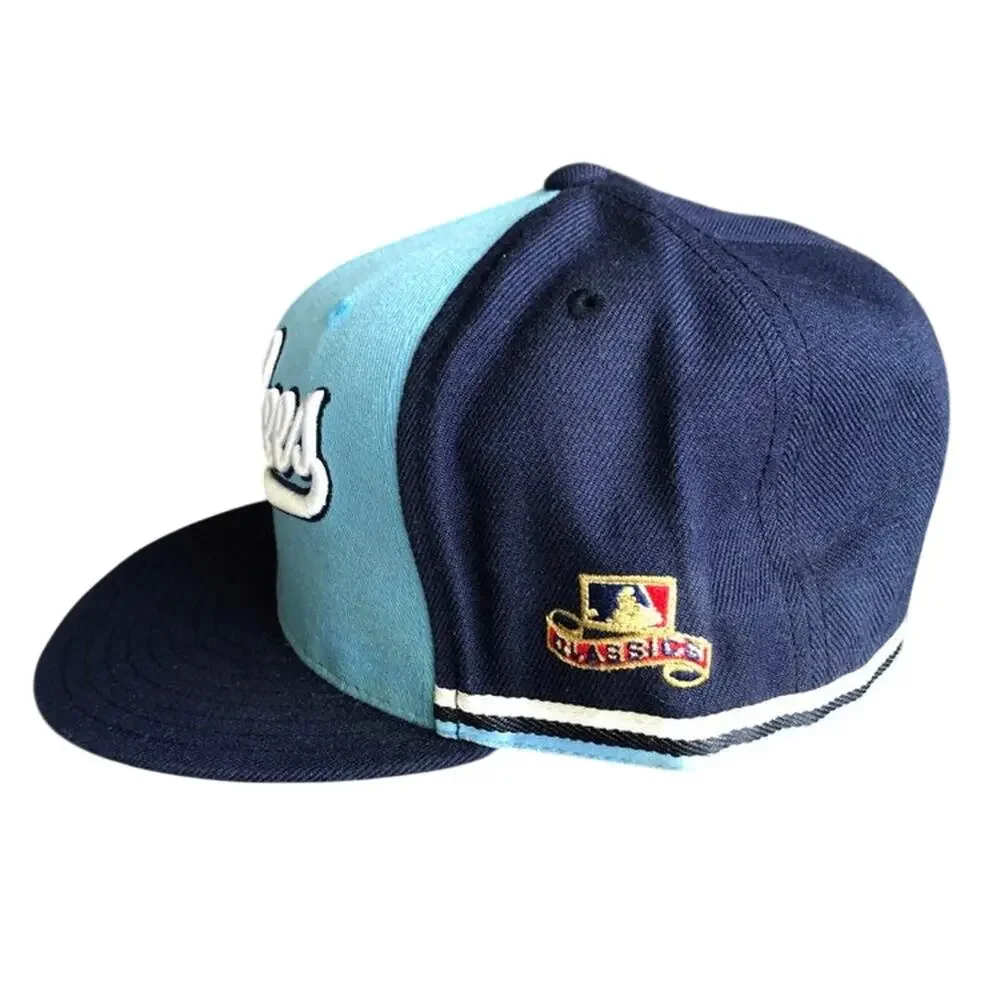 New York Yankees Hat Embroidered Fitted 7 5/8 Cooperstown Navy Baby Blue READ